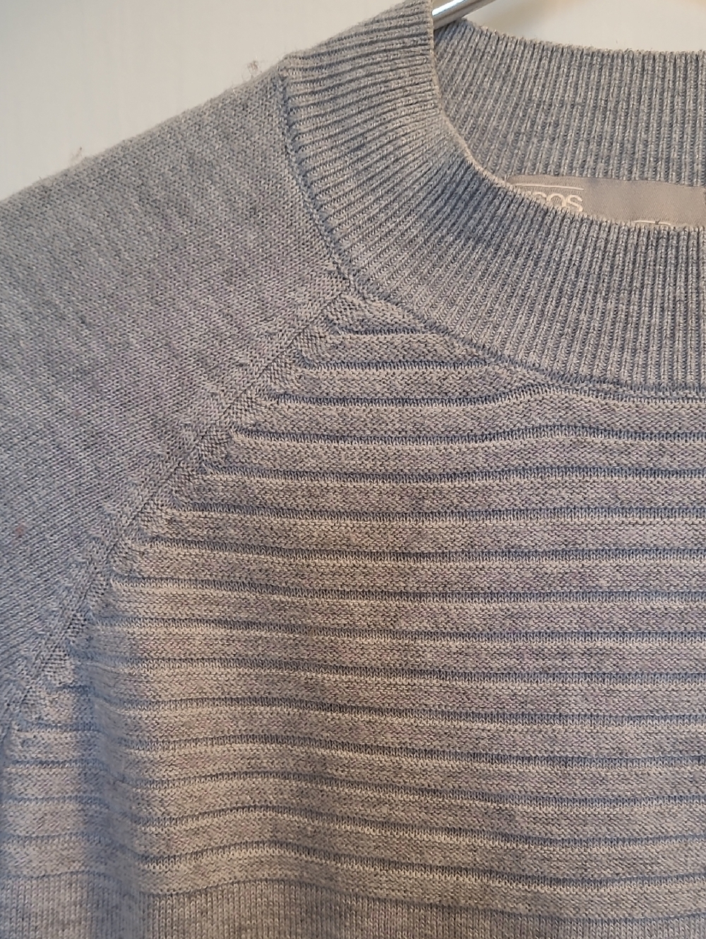 ASOS Light Grey Ribbed Panel Crew Neck Sweater - Picture 2 of 8